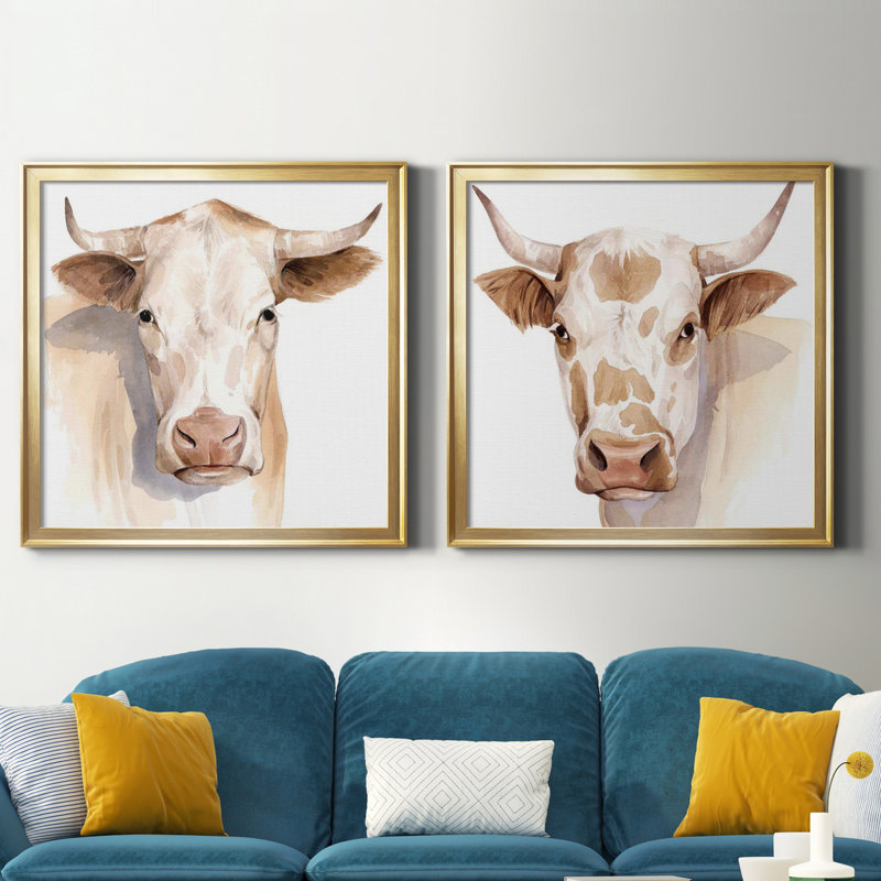 " Ranch Shadow I " 2 - Pieces Painting Print, Gold Framed Canvas, 24" H x 24" W x 1" D