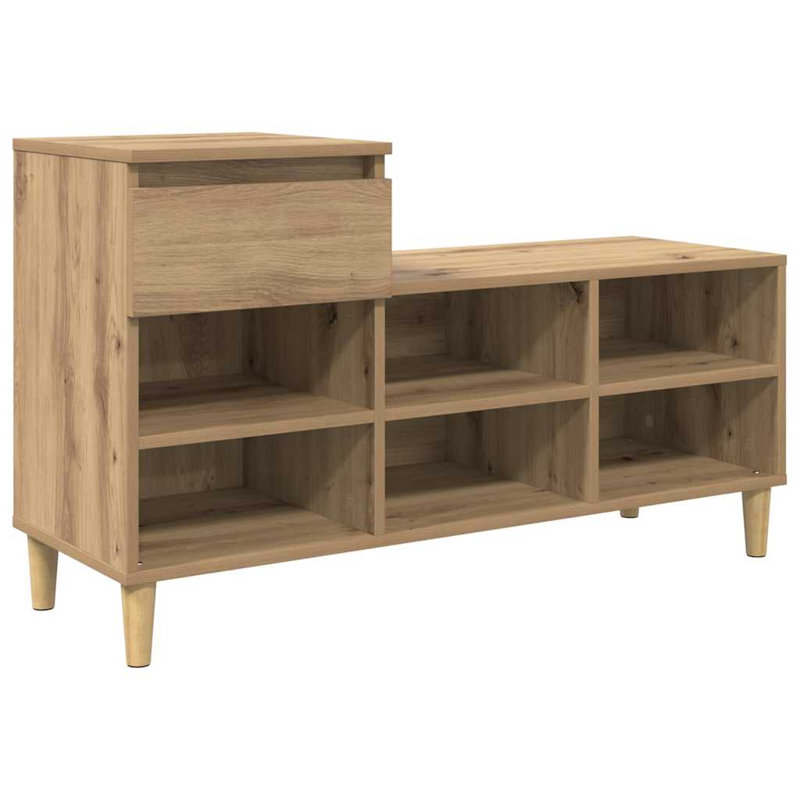 6 - Pair Shoe Storage Bench, Artisan Oak