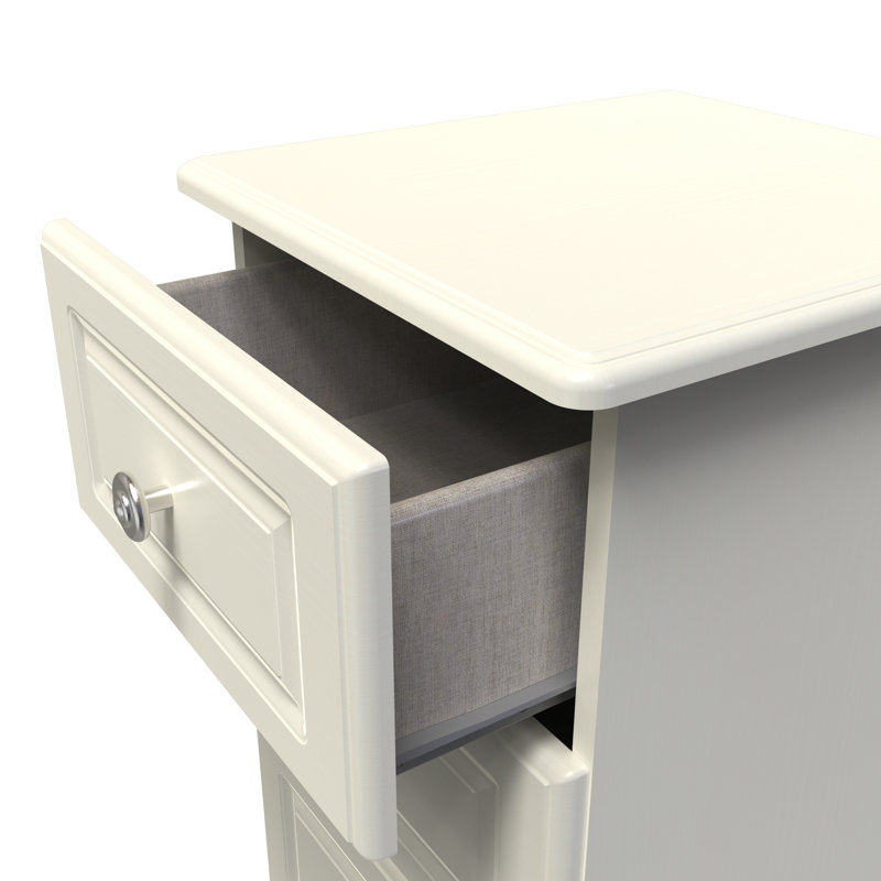Fully Assembled Argyle 3 Drawer Bedside Table, Cream Matt