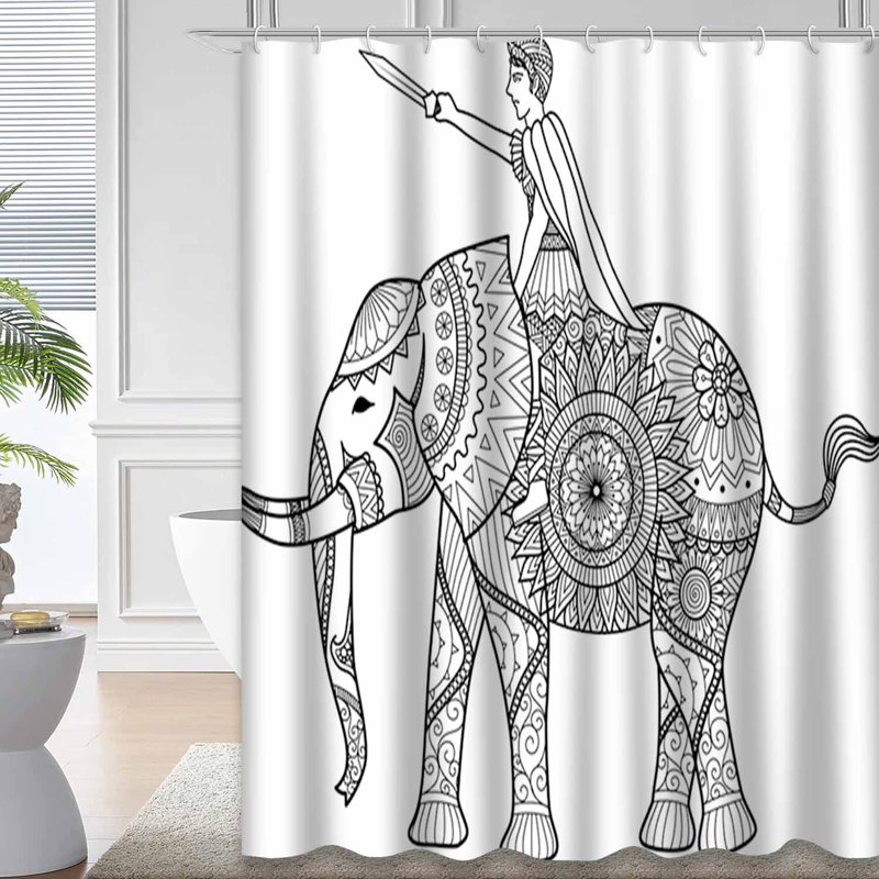 Rideau de douche Warrior Elephant, L 72 po x l 78 po