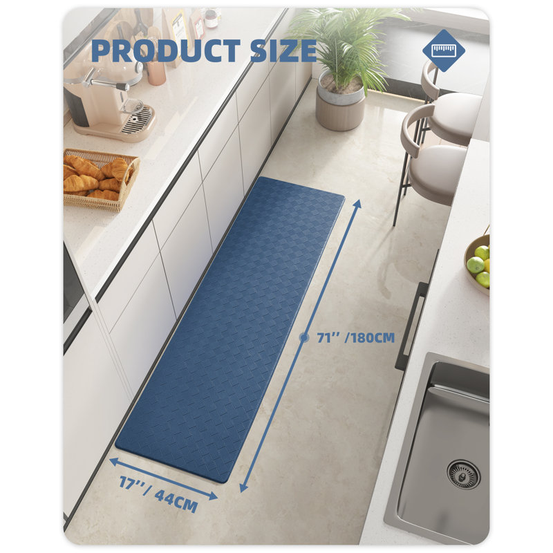 Tapis de cuisine antidérapant Devarian, Bleu, Tapis de couloir 1 pi 4 po x 5 pi 9 po