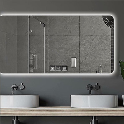 48*24in  LED bathroom mirror, corrosion-resistant, three-color dimmable, backlit mirror with one-touch demist function