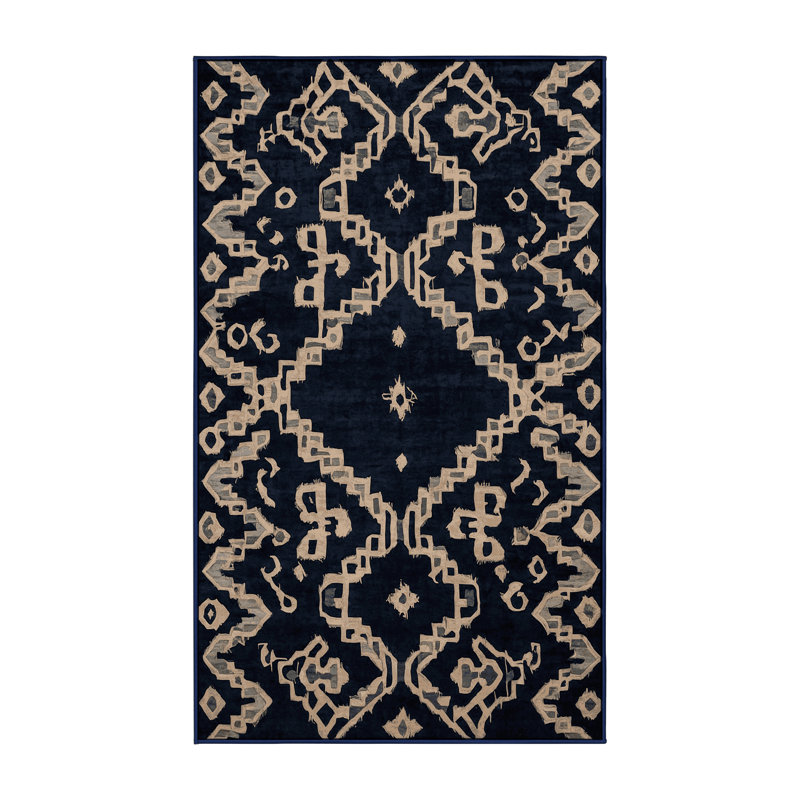 Machine Washable Gray Area Rug, Rectangle 5' x 8'