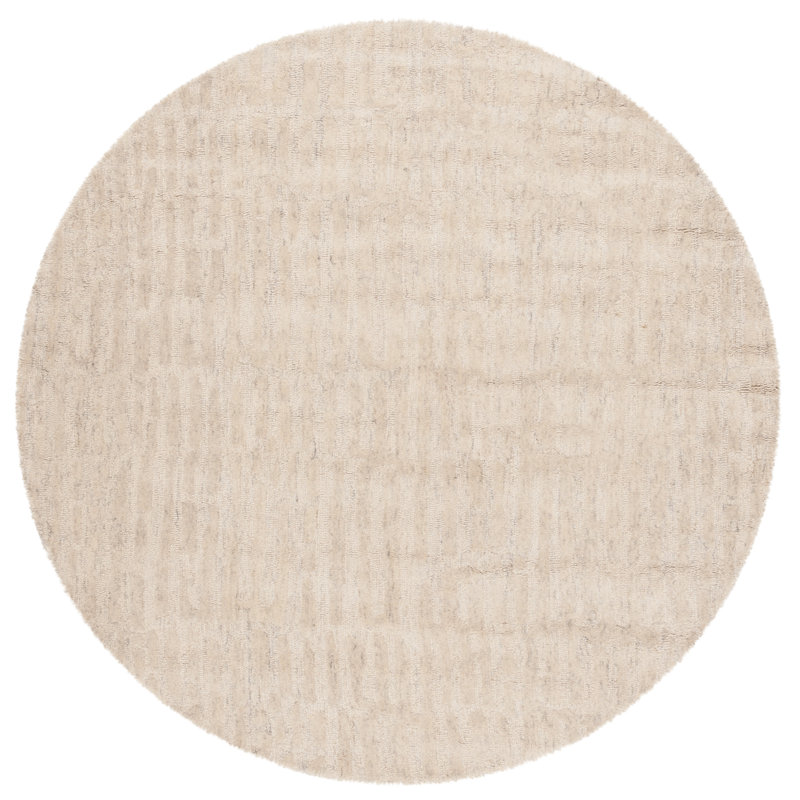 Hopley Ebony Hand Tufted Wool/Cotton Rug in Beige, Round 6'