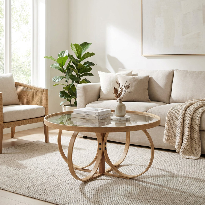 Shimane 39" W x 19" H x 39" D Coffee Table, Oak