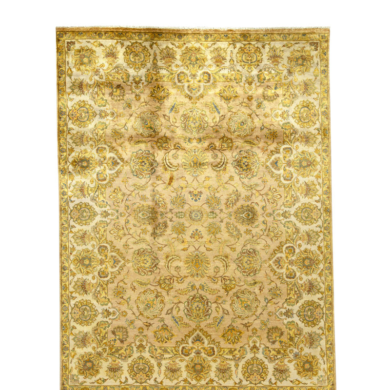 Tapis chameau et crème noué à la main de haute qualité