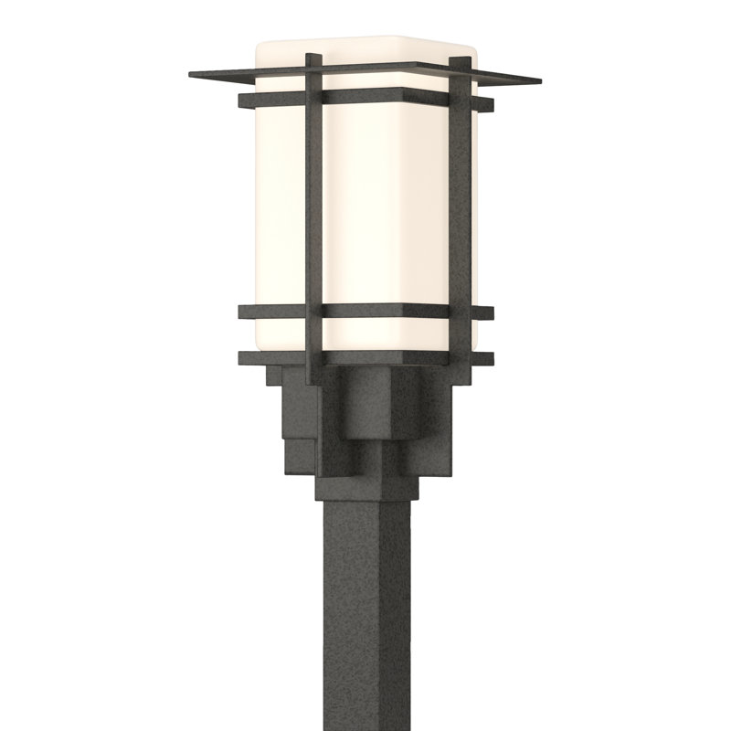 Tête de lanterne 1 lumière H 14,2 po Tourou, Fer naturel, Opale