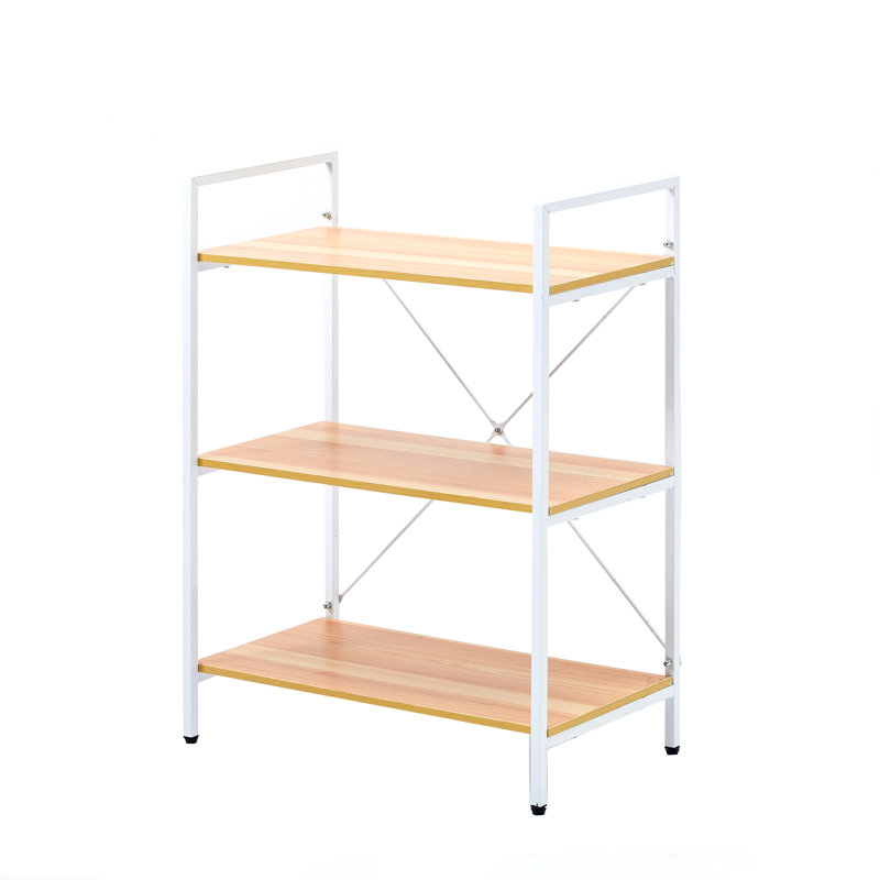 59cm W Metal Shelving Unit, White/Light Brown