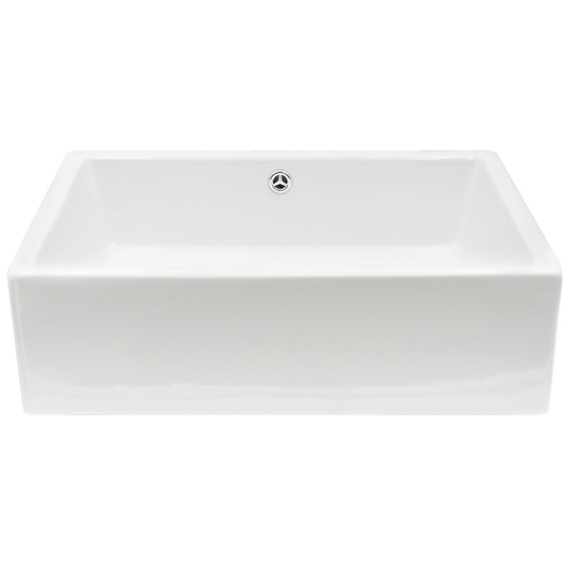 20.5'' White Porcelain Rectangular Vessel Bathroom Sink