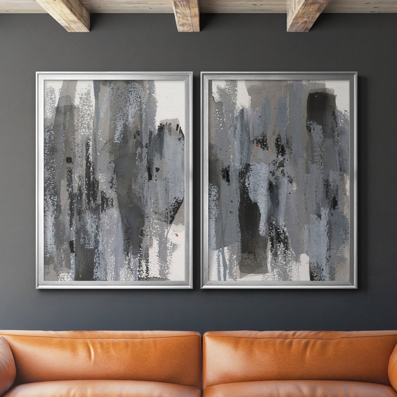 Toile encadrée de qualité supérieure Loft Pastel III - prête à être accrochée, H 24,5 po x l 37 po, Argent argent