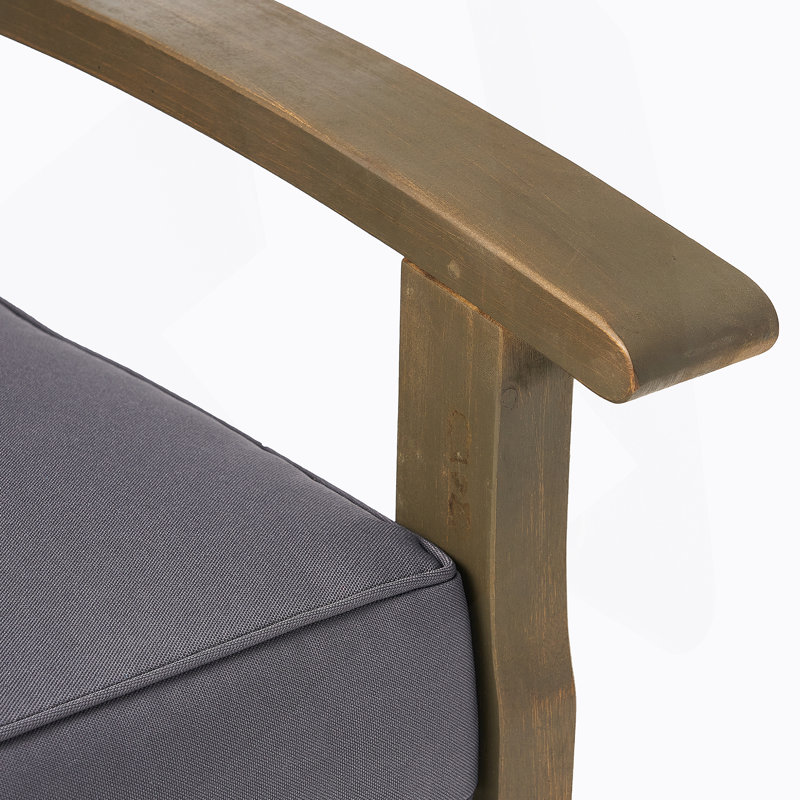 Chaises de patio à cadre en bois, Coussin gris / cadre gris foncé