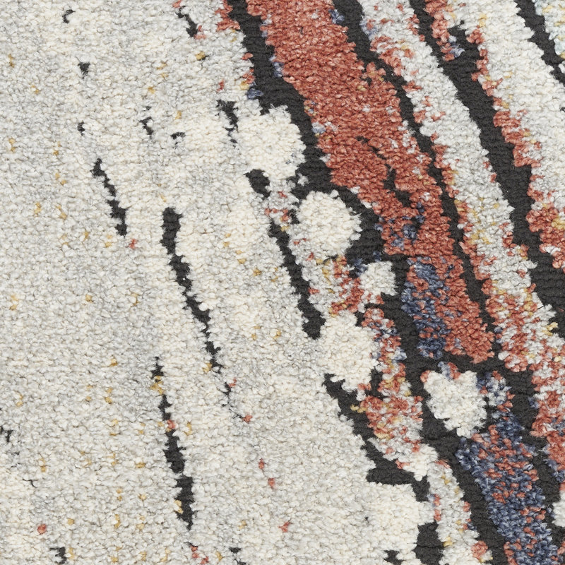 Wrought Studio™ Motion 5'3" x 7' Ivory Multicolor Modern Indoor Rug