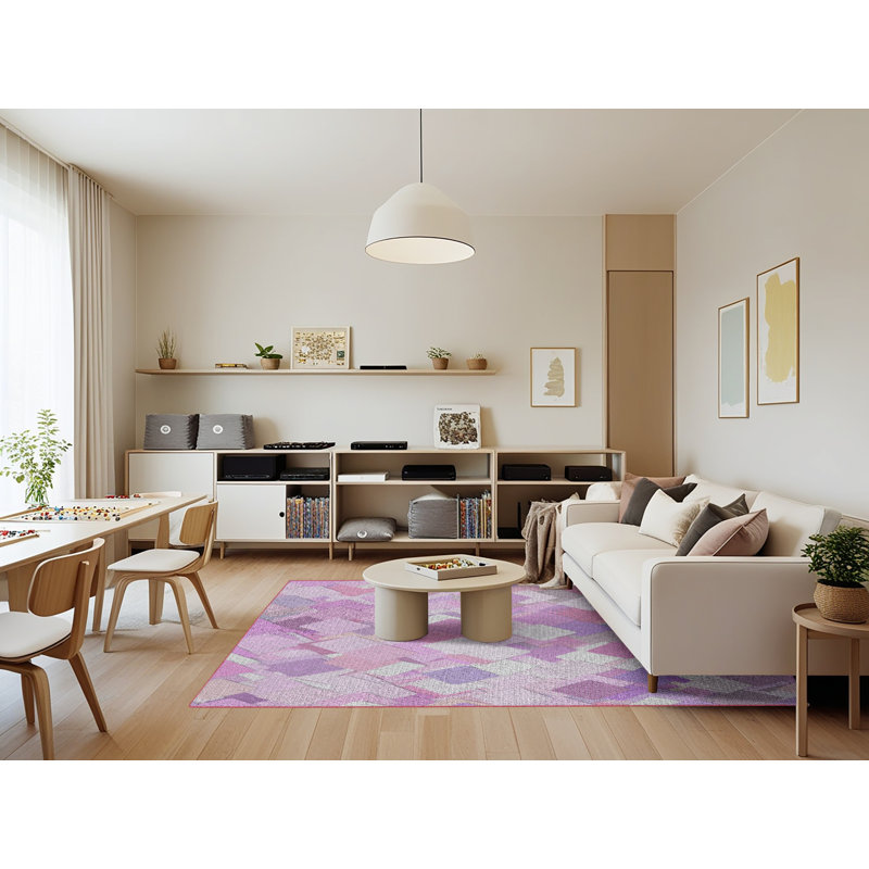 Tapis de surface mauve tissé à la machine, Rectangle 7 pi x 9 pi