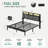Full Size Bed Frame With Upholstered Headboard, Platform Bed With Led Lights & Charging Station, Black-1560049201