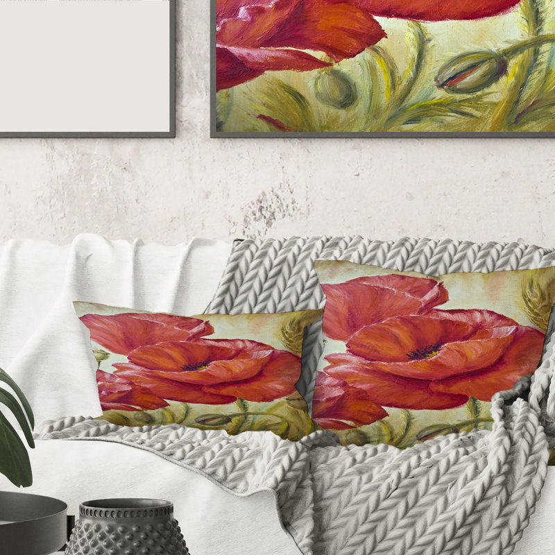 Coussin et insert Blossoming Poppies in Wheat Fields I