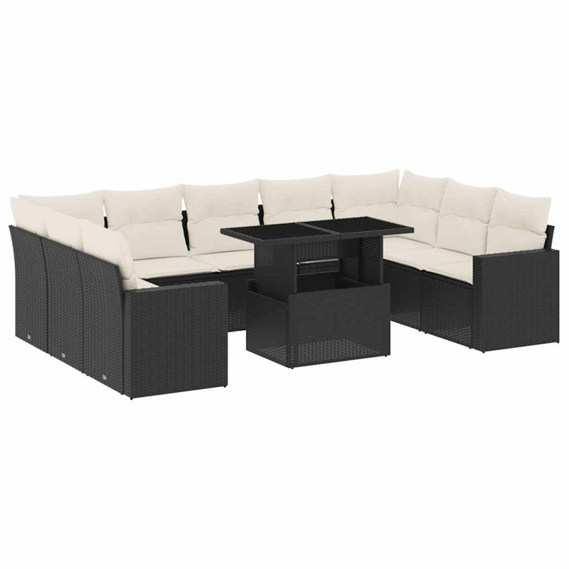 Ensemble de canapé de jardin Vidaxl noir, blanc crème