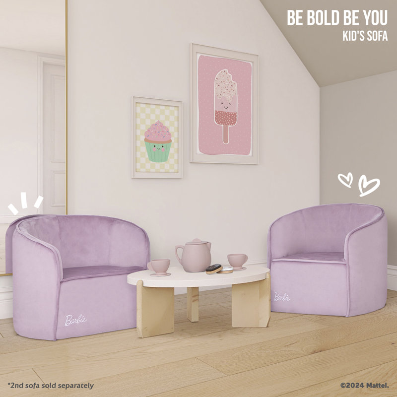 Barbie Purple Kid's Sofa with Embroidered Logo