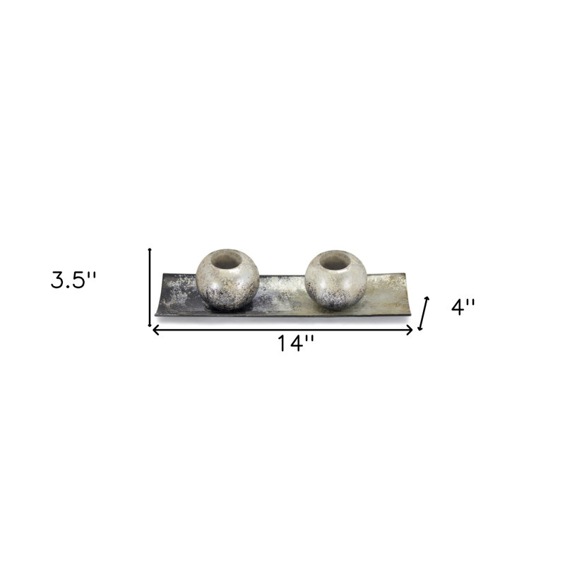 Ensemble de deux porte-bougies votives de table en céramique métallique argentée