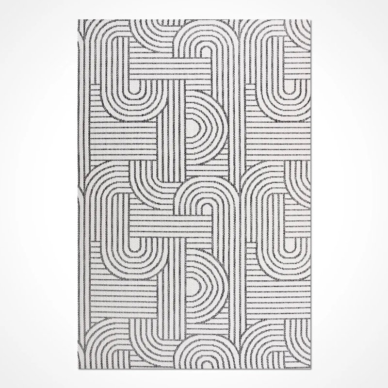 Tapis gris moderne en polyester Fiedler facile à nettoyer, 6,5 pi x 9,5 pi