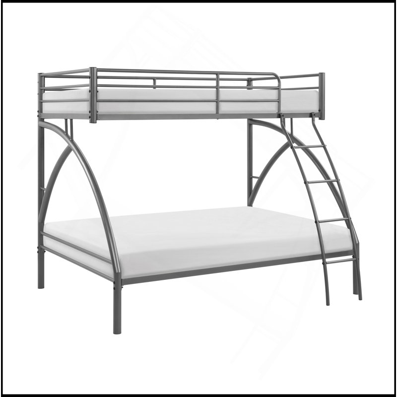 Lit superposé double à structure métallique, mobilier de chambre à coucher, assemblage facile, Lit double, Gris