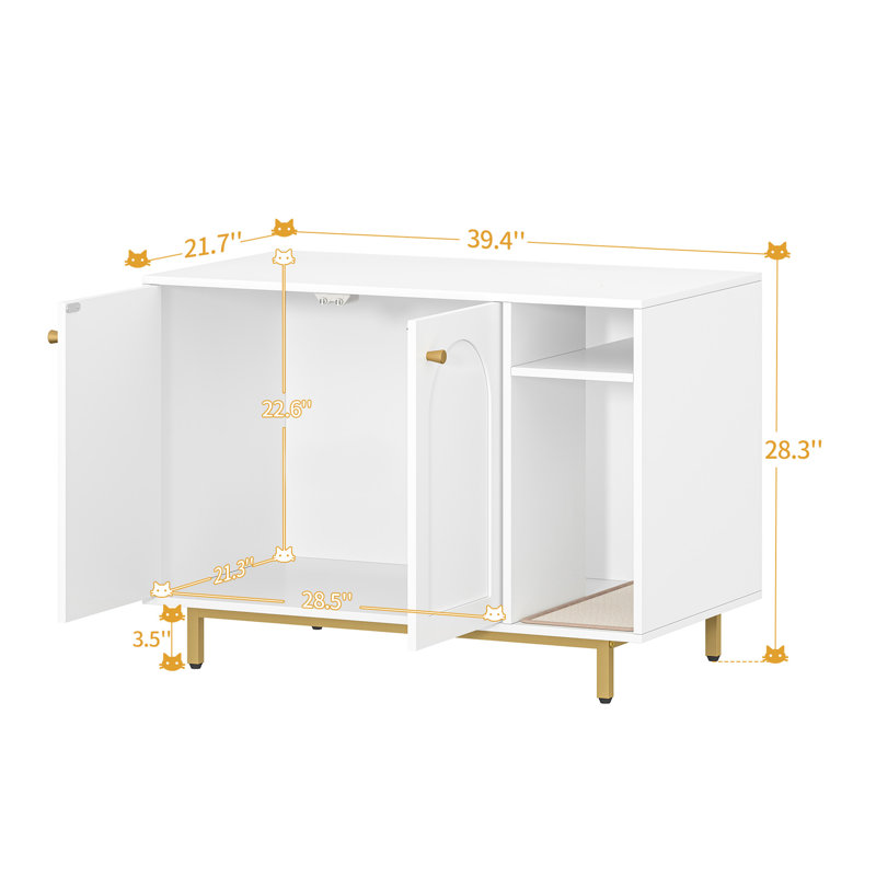 Enceinte de litière pour chat, armoire à litière cachée, table d'appoint en bois pour animal de compagnie avec rangement pour salle de bain, chambre à coucher