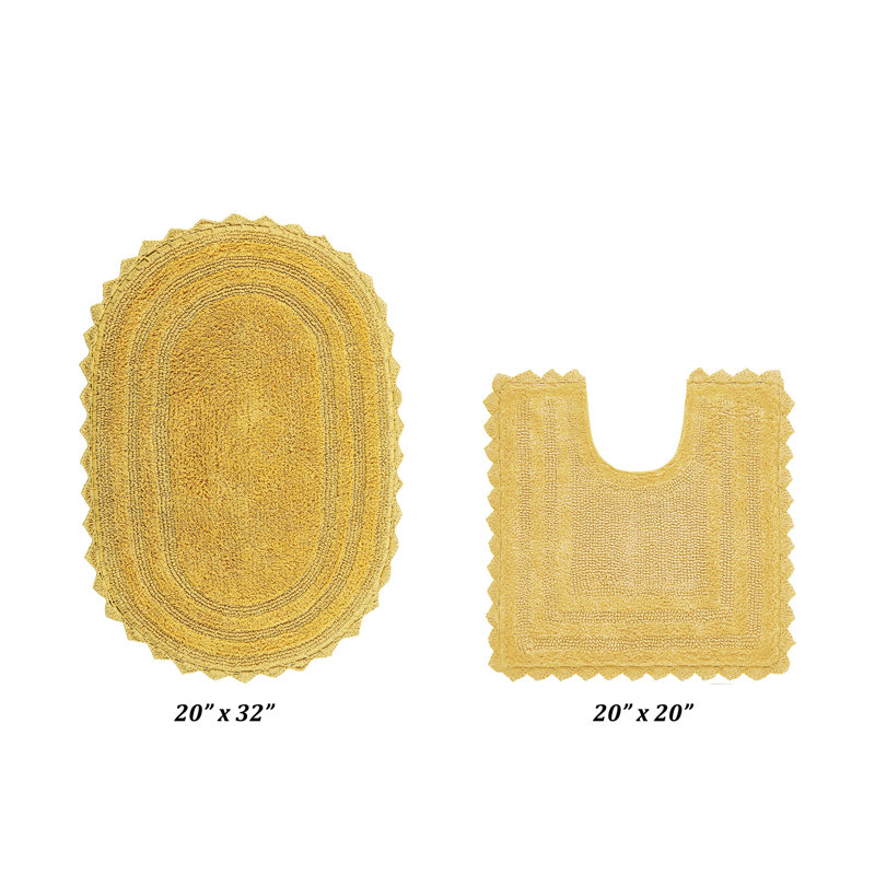Tapis de salle de bain Janek, Jaune, 2 pièces (ovale 20 po x 20 po | 20 po x 32 po)