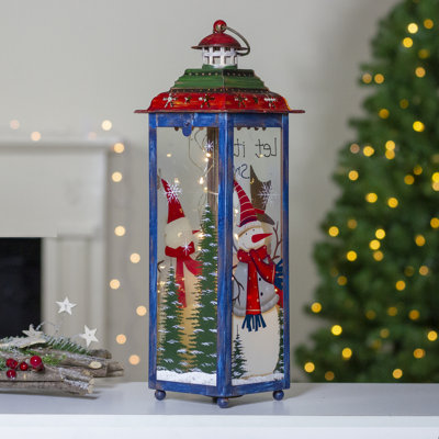 Lanterne de Noël «blanche» rouge et blanche 15 po