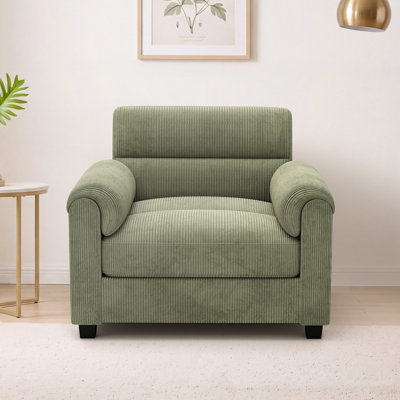 Chaise d'appoint rembourrée en velours côtelé de 35,9 po avec accoudoirs réglables Natchez