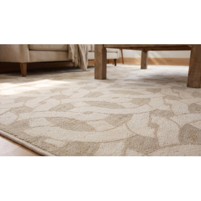 Tapis beige en laine à motif crocheté contemporain beige 10 pi x 14 pi