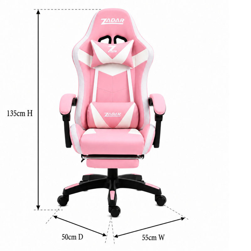 homeluxeinteriors PC & Racing Game Chair, White/Pink