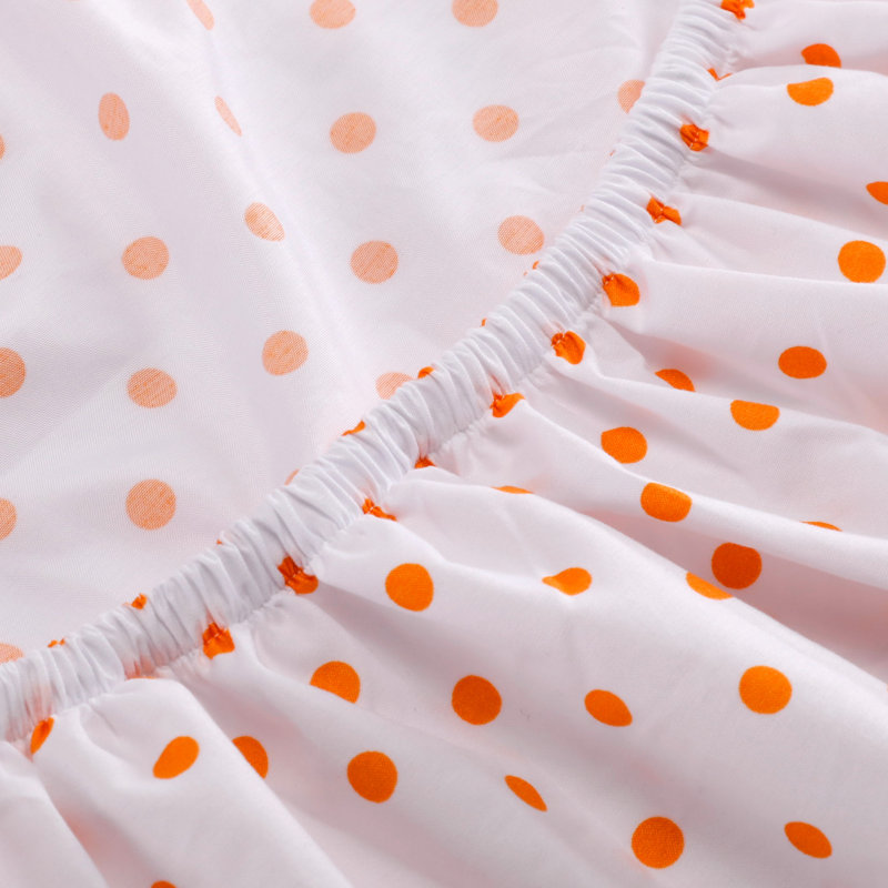Microfiber Polka Dots Fitted Sheet, White/Orange, Twin Sheet Set + 1 Fitted Sheet + 1 Pillowcase