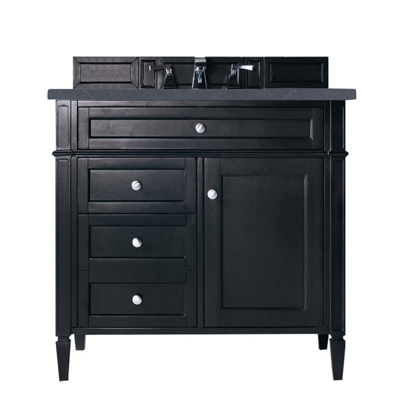 Brittany 36'' W Single Vanity, Black Onyx, Charcoal Soapstone, 8" Widespread