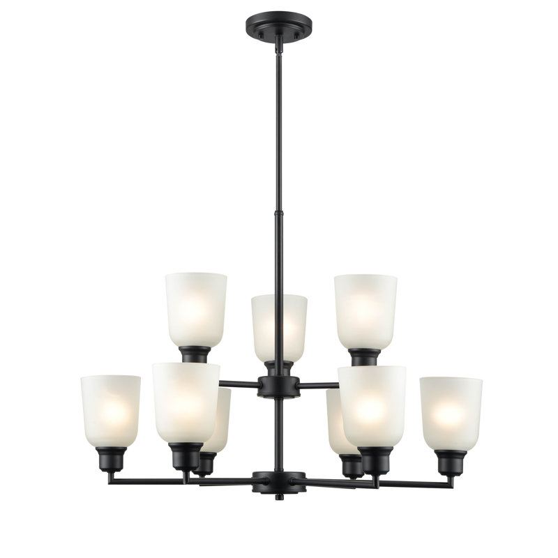 9 lumières 29,25 po Lustre noir mat