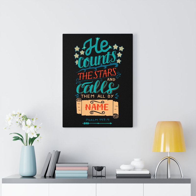 He Counts The Stars Psalm 147:4 - Wrapped Canvas Print, 41cm H x 30cm W