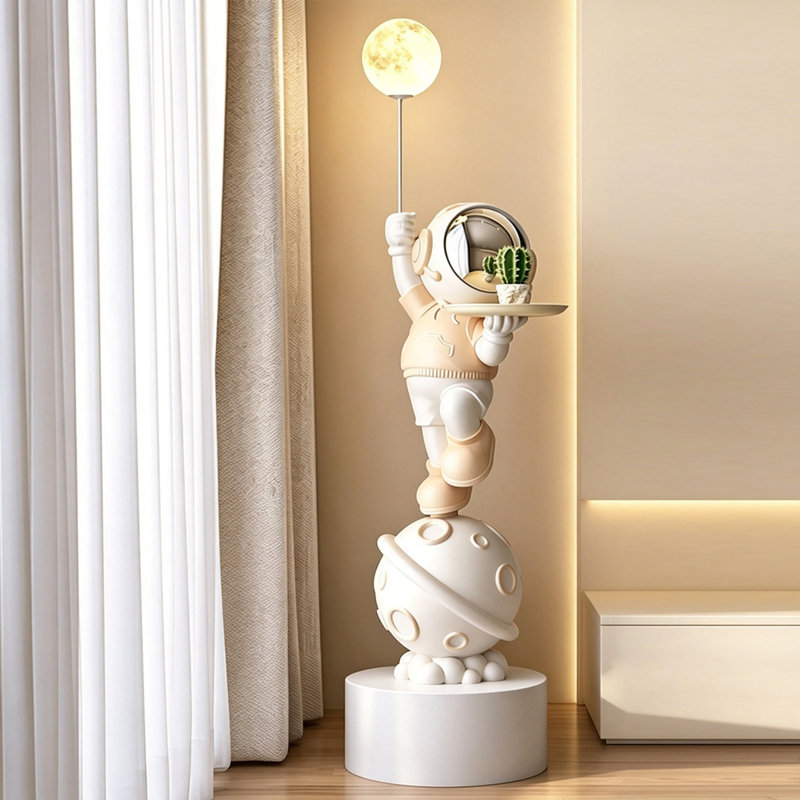Crème + jaune + objet décoratif en résine blanc