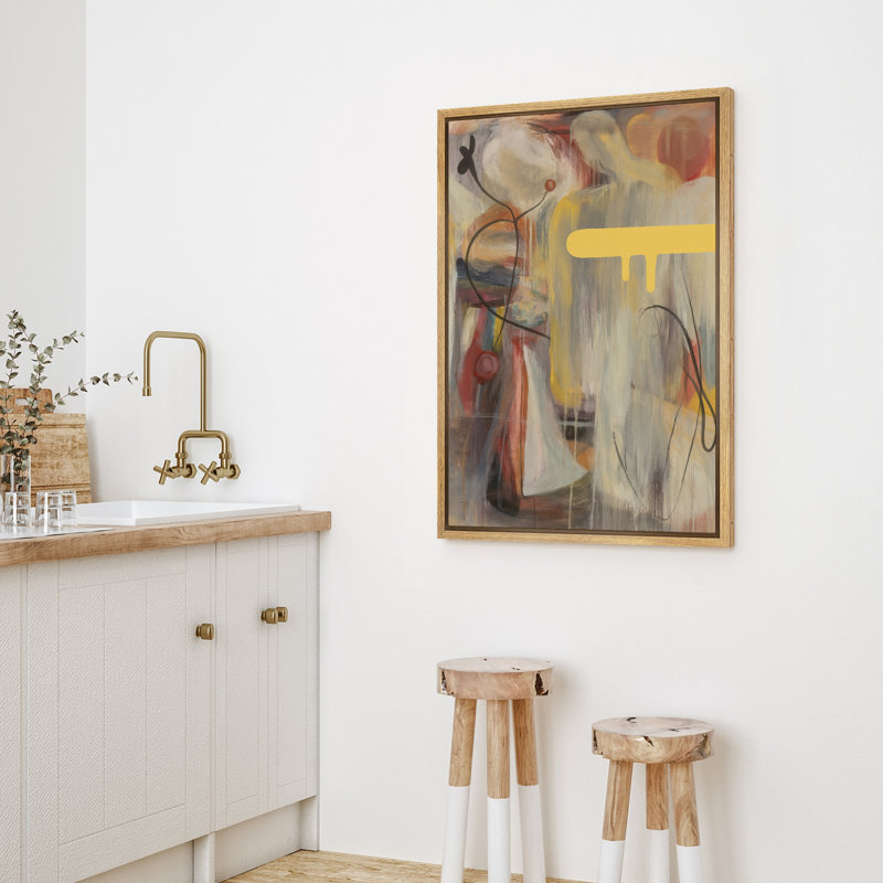 «Neutral Abstract Wall Art», reproduction d'art sur toile encadrée, Naturel, H 24 po x l 16 po
