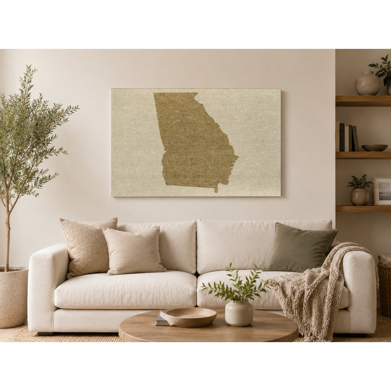 Georgia State Silhouette - paysage, art mural sur toile, 18" W x 12" H