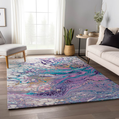 Premium Machine Washable Fayina AMF64 Periwinkle Rug
