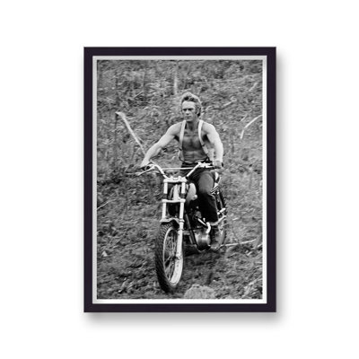 Steve Mcqueen Shirtless Riding Motor Cross Dirt Bike 1 Piece Single Picture Frame Wall Art