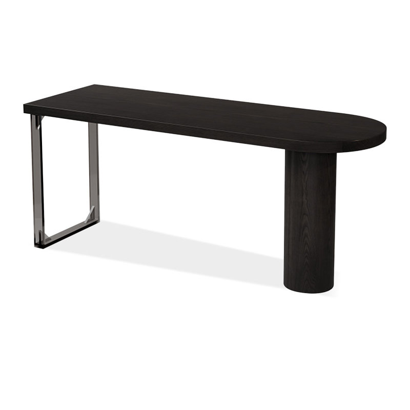 Black U-Shaped Solid Wood desk, 29.53" H x 78.74" W x 23.62" D