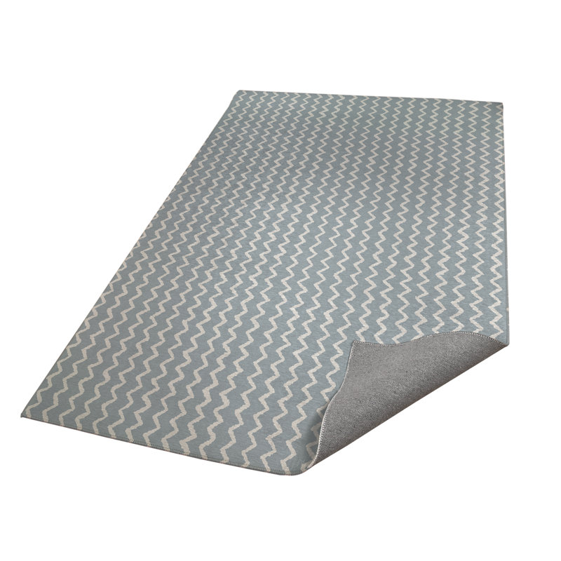Chevron Wave Kids Play Mat, Slate Blue/Blue, Rectangle 3' x 5'