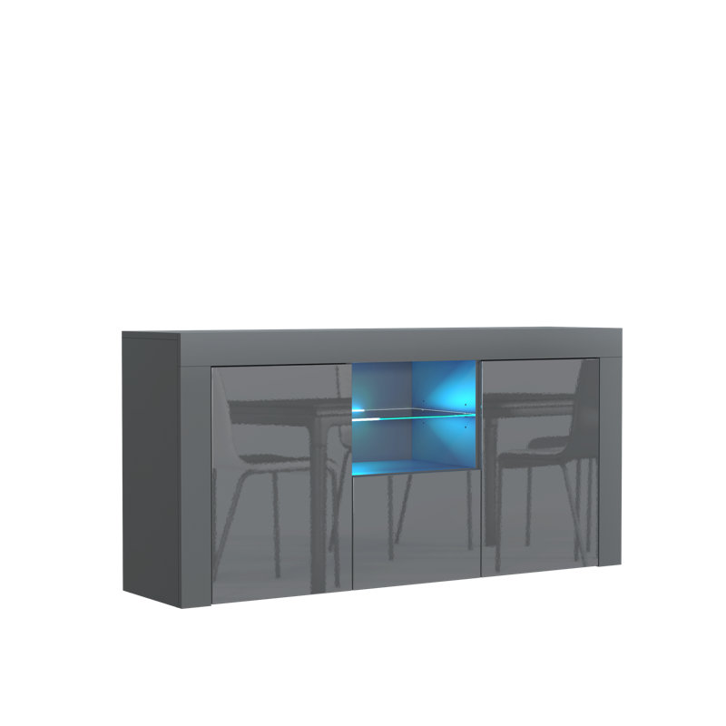 Bunel Unfinished TV Stand for TVs up to 65", Dark Grey