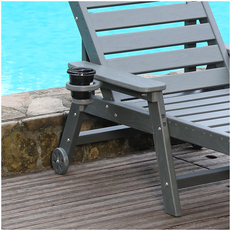 Méridienne en PEHD pour l'extérieur, chaises longues pour piscine avec dossier réglable à 4 positions, supporte jusqu'à 360 lb pour la terrasse au bord de la piscine (gris)