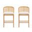Tabouret de comptoir d'intérieur en bois, structure de finition naturelle avec revêtement beige, ensemble de 2