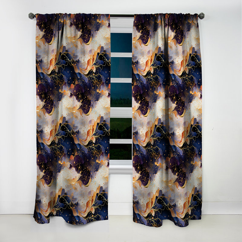 Rideau occultant en marbre Gold Cosmic Intrigue Marble Mirage I - Abstrait, L 52 po x L 120 po