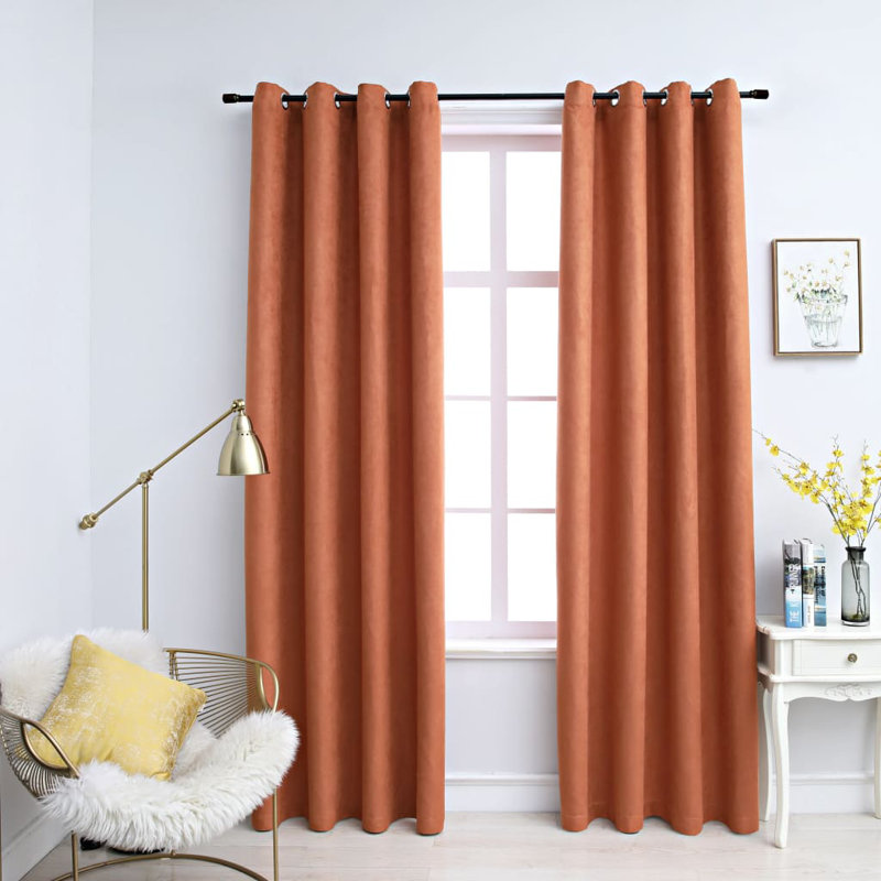Azurah Blackout Curtain Pair, Width 140 x Drop 175cm, Rust