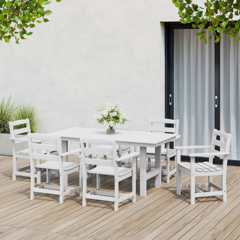 7-Piece Arm Chair Dining Set, White