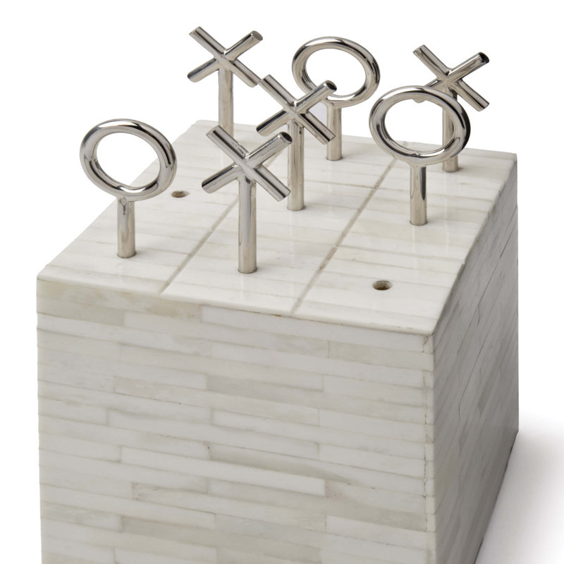 Tic Tac Toe- Tone Bone Block, White