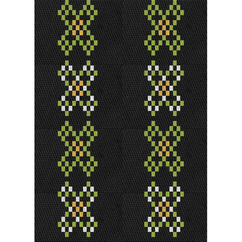 Tapis noir/vert tissé à la machine, Rectangle 5 pi x 7 pi