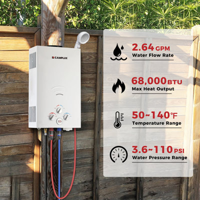 Chauffe-eau d'extérieur sans réservoir au propane liquide 2,64 GPM